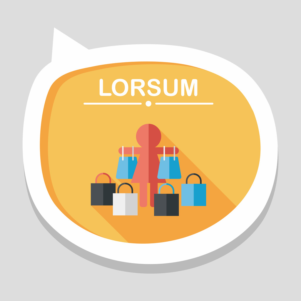 销售购物狂扁图标与长长的影子，eps10