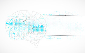 抽象的数字大脑，技术概念图片