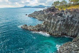 天帝 Daepo 海岸柱状节理在济洲岛，南 K