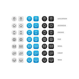 平多用途名片图标设置的 web 图标为商业、 金融和通信。矢量图形模板