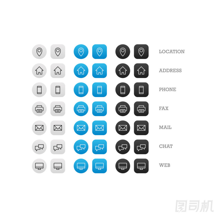 平多用途名片圖標設(shè)置的 web 圖標為商業(yè)、 金融和通信。矢量圖形模板