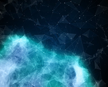 宇宙中的蓝色和绿色的星云图片