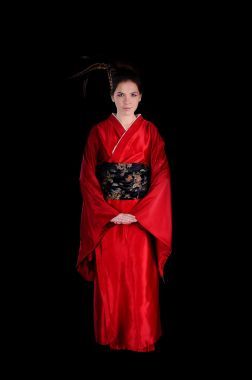 日本藝妓的原住民服飾中的女孩