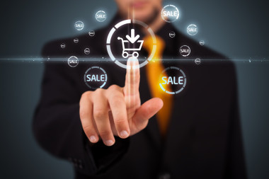 按虛擬推廣和航運的圖標(biāo)類型的商人