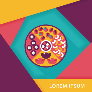 中國農(nóng)歷新年平面圖標(biāo)與長長的影子、 eps10、 中國 desse