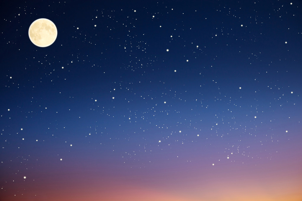 星星和月亮的夜空.图片