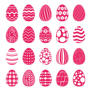 集的复活节彩蛋装饰的装饰物