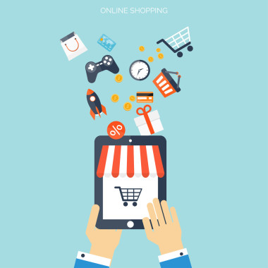 互聯(lián)網(wǎng)購(gòu)物的概念。電子商務(wù)。在線商店。Web 錢和付款。每次點(diǎn)擊支付