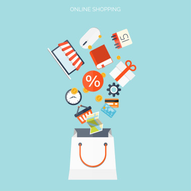 互联网购物的概念。电子商务。在线商店。Web 钱和付款。每次点击支付