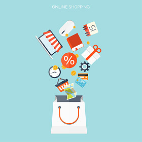 互联网购物的概念。电子商务。在线商店。Web 钱和付款。每次点击支付