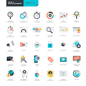 套现代平面设计搜索引擎优化和网站开发图标图形和网页设计师
