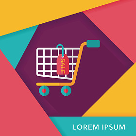 购物车平图标与长长的影子，eps10