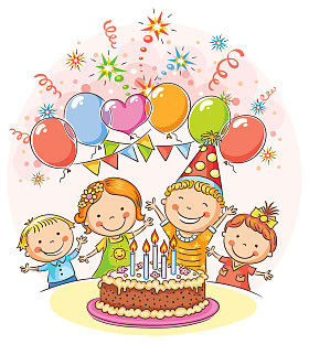 快乐的孩子的生日聚会图片