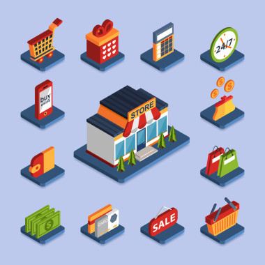 購(gòu)物的等距圖標(biāo)圖片
