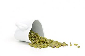 在白色的绿豆分离