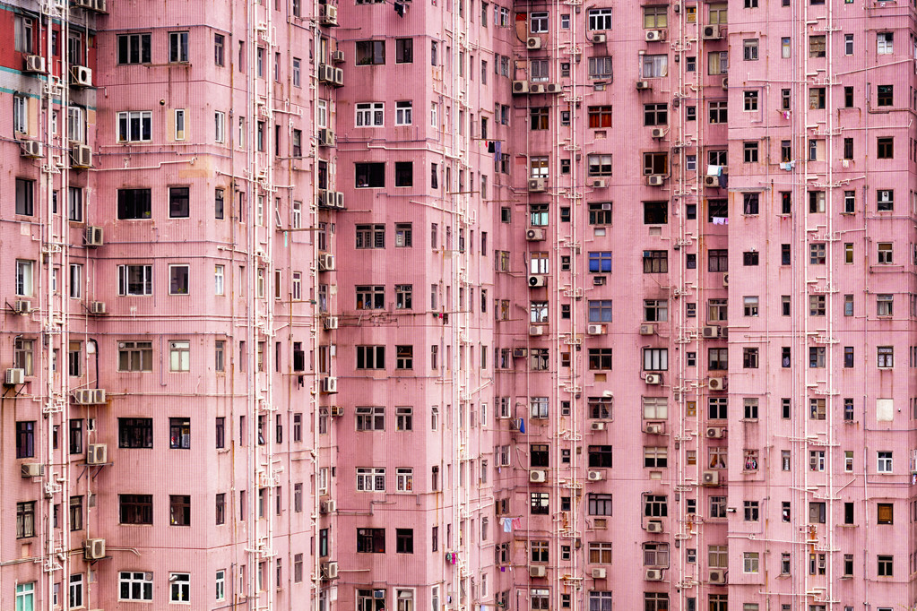 在香港的公寓楼.照片