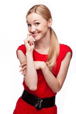 美麗的女孩甜甜地微笑