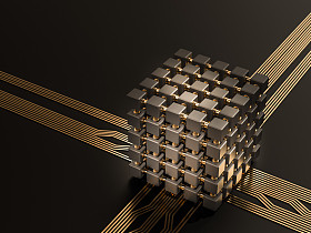 处理器 (微芯片) 相互关联的接收和发送信息。技术和未来的概念