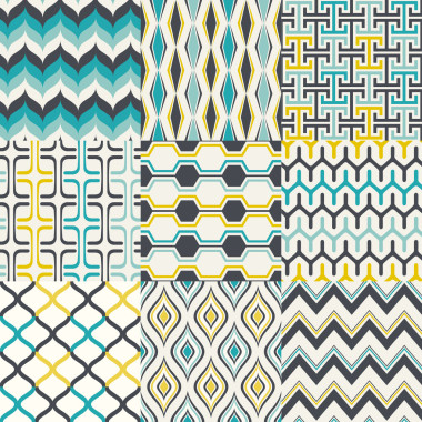 无缝复古几何图案的一套图片