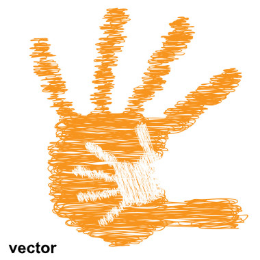 母親和孩子的手打印