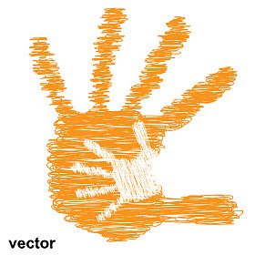 母亲和孩子的手打印