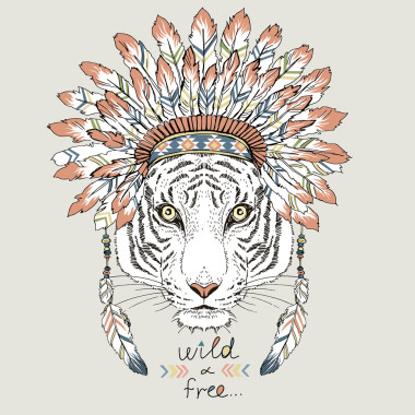 美国原住民虎在战争的帽子