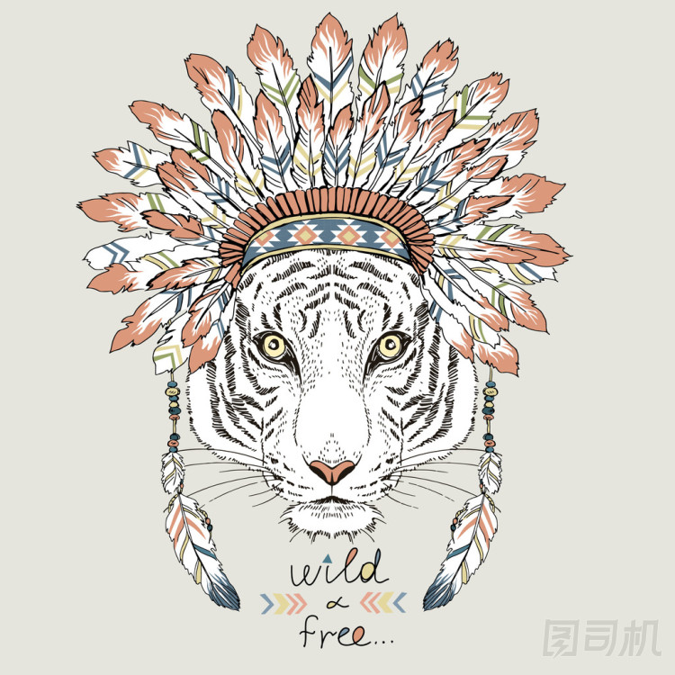 美國原住民虎在戰(zhàn)爭的帽子