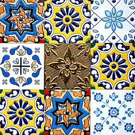 美丽老墙瓷砖图案手工从泰国公共