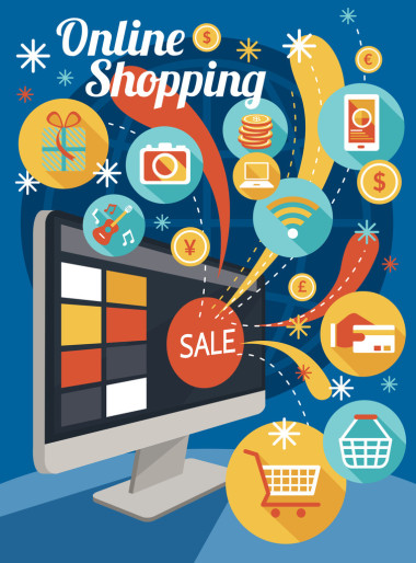 電腦顯示器銷售和在線購物的圖標(biāo)