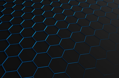 抽象的 3d 渲染的未来派表面与蓝色六边形