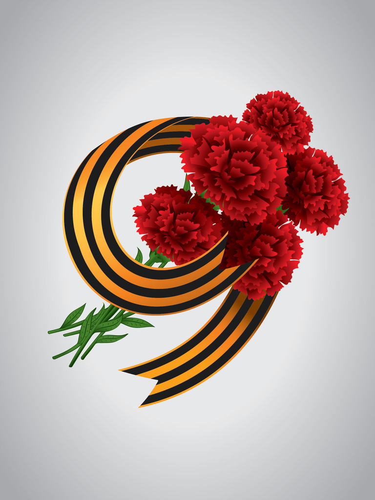 9 日,康乃馨和圣乔治丝带图片 9 日,康乃馨和圣乔治丝带图片