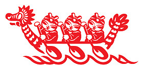 中国人打端午在剪纸风