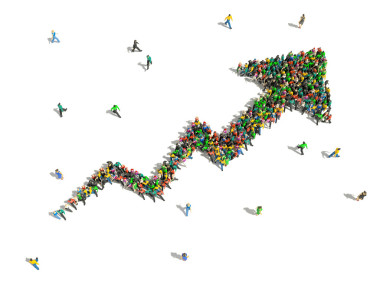 一群人聚集在一起在成長圖的形狀 