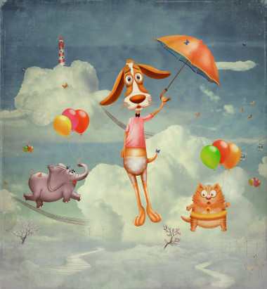 在天空中夢幻般的地球上的動物