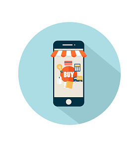 经营理念。在线购物。图表背景 E com