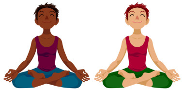 女孩在瑜伽蓮花位