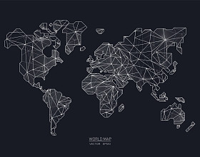 多边形样式矢量世界地图图