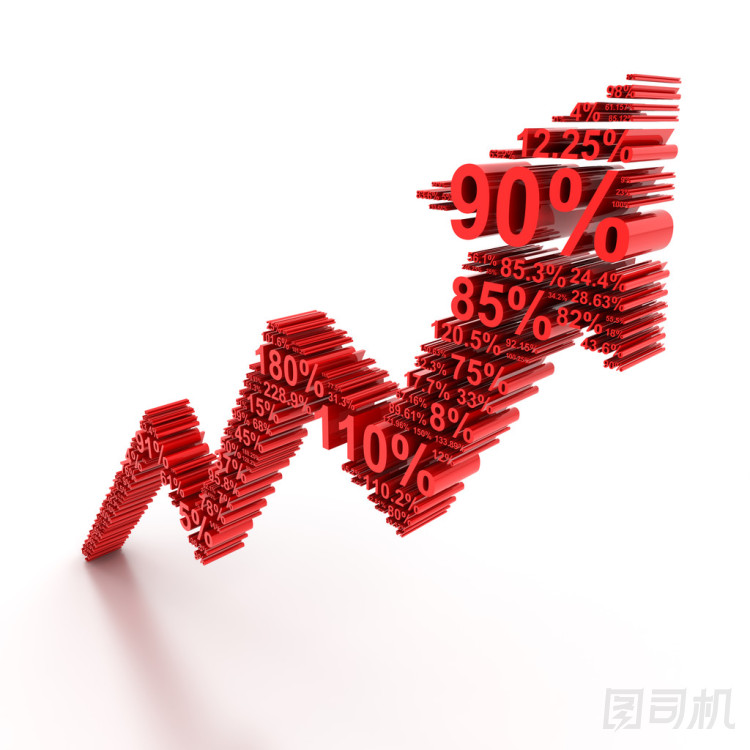 由數(shù)字組成的 3d 上升箭頭