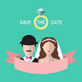 老式婚礼浪漫邀请卡图片