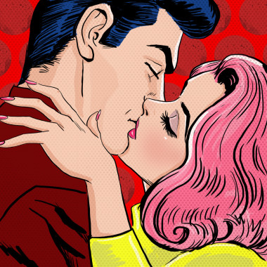 波普藝術(shù)接吻 Couple.Love 波普藝術(shù)插圖的接吻 Couple.Pop 藝術(shù)愛。情人節(jié)明信片。好萊塢電影里的場景。真正的愛。第一次接吻。電影海報(bào)。漫畫書的愛。漫畫的第一個(gè)吻