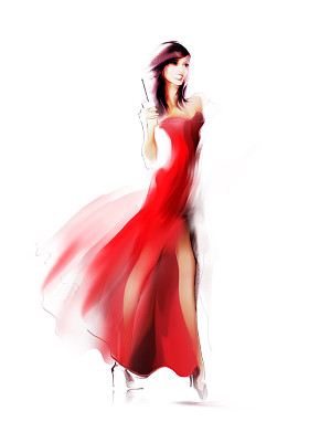 红裙子控股雪茄的女人图片