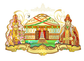 新婚夫妇，婚礼上，新娘和新郎，哈萨克传统