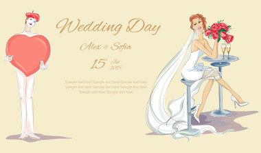 甜蜜的情侣的婚礼一天邀请图片