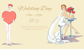 甜蜜的情侣的婚礼一天邀请图片