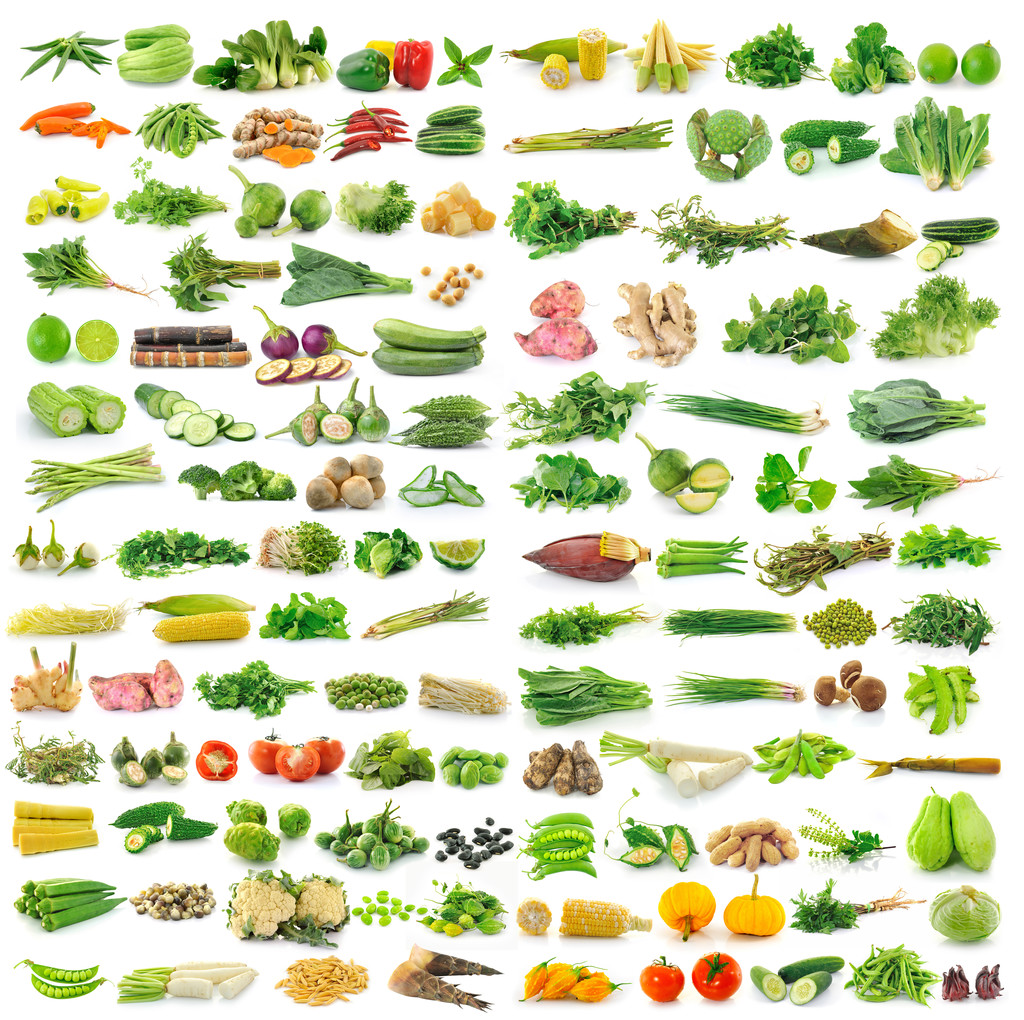 在白色背景上孤立的蔬菜