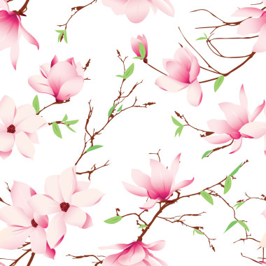 春天玉蘭花無(wú)縫模式