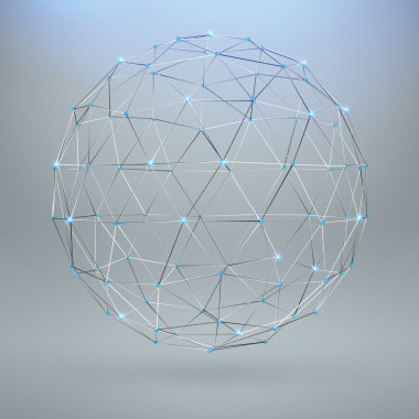 線(xiàn)框多邊形元素。3d 球面與鉆石