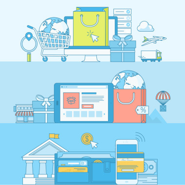 行概念橫幅與平面設(shè)計(jì)元素設(shè)置