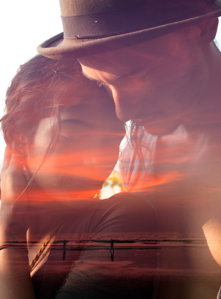 几个与日落场景混合照片