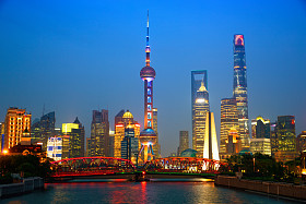 上海在黄昏时图片
